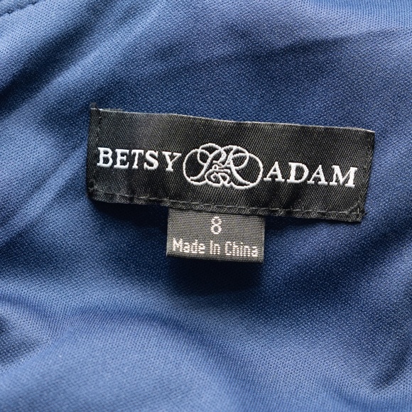 Betsy & Adam - Gwen Long One Shoulder Wrap Foil Flower Dress - Picture 4 of 12